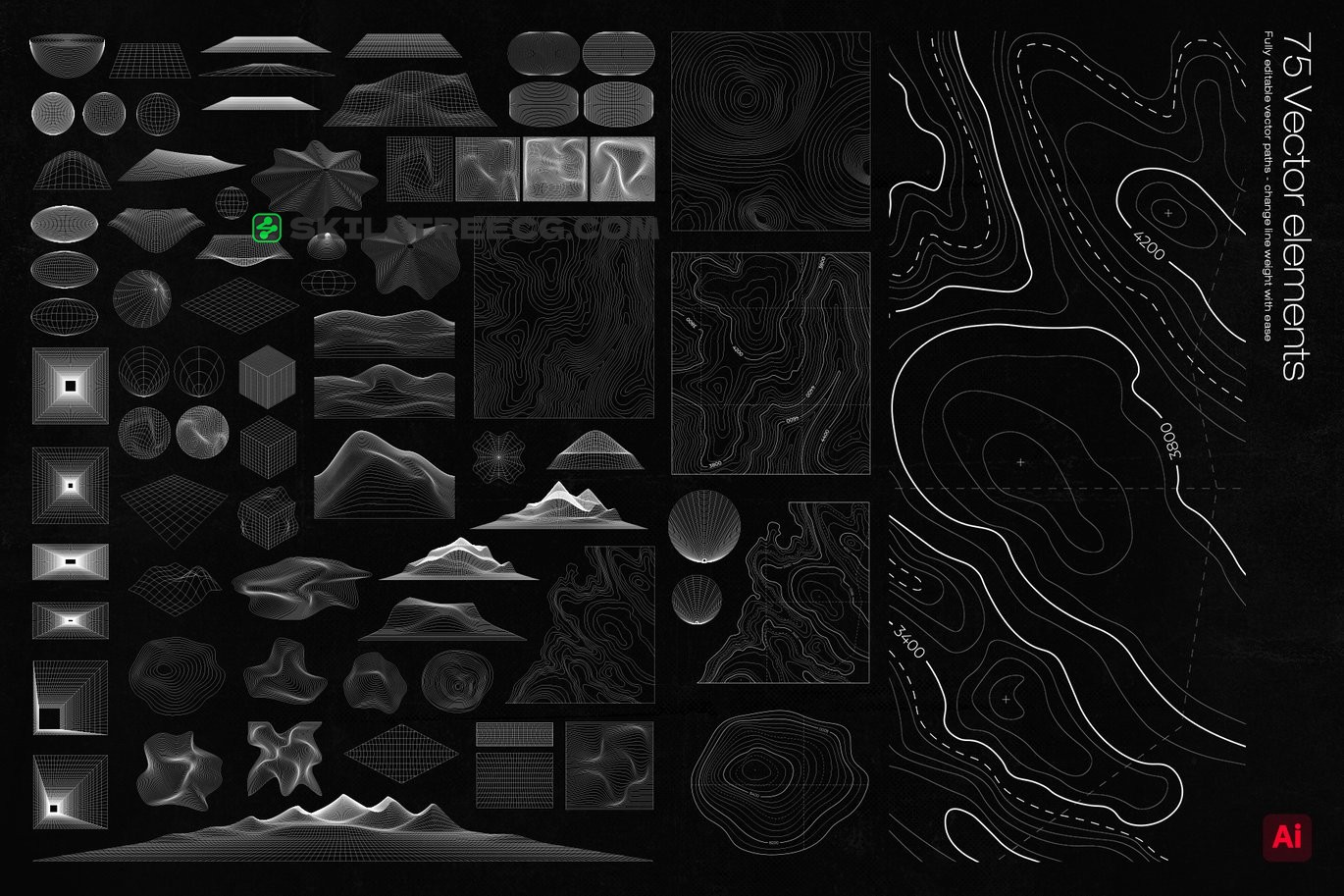 图片[3]-Wireframe Topo Elements Vectors（371299）-技能树
